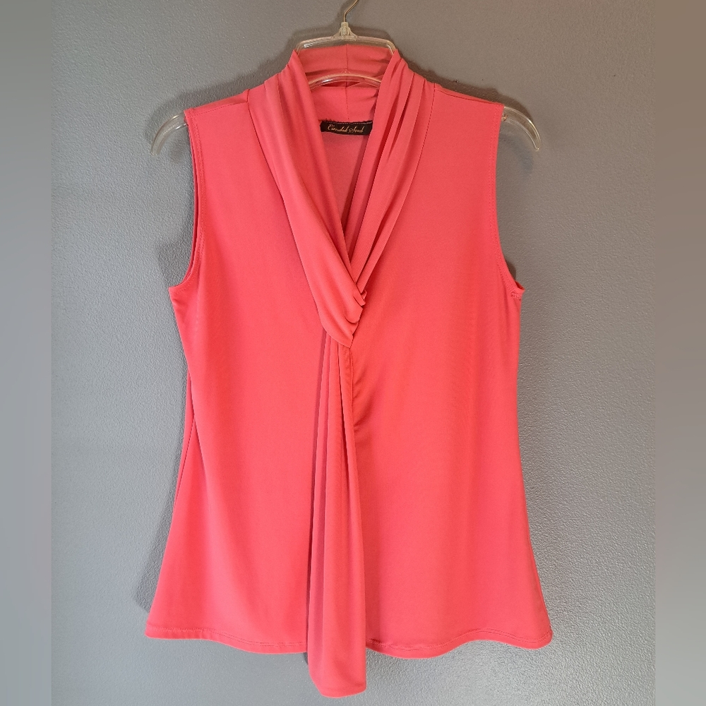 Candid Soul - Salmon Pink Sleeveless Top, Size Large